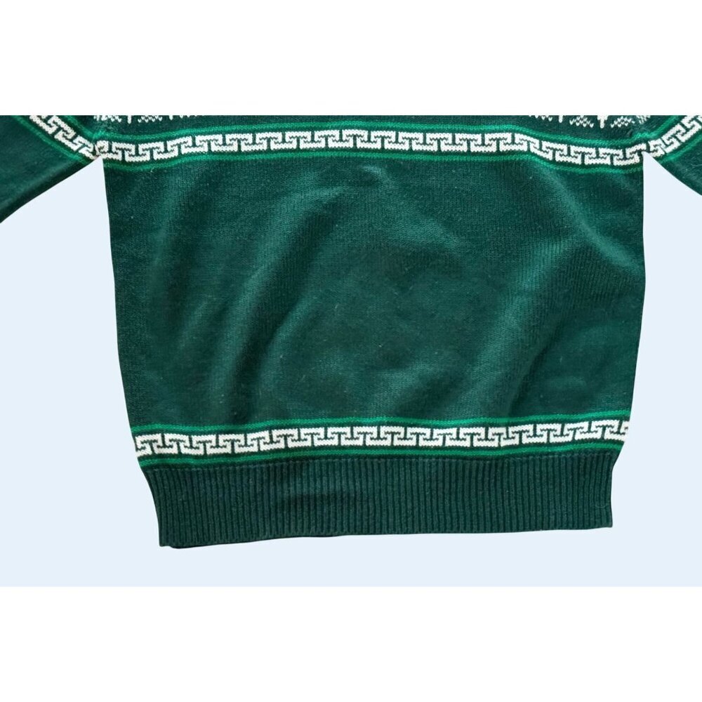Vintage Men's 80s / 90s Unbranded Fair Isle Green Sweater Size S - Picture 4 of 8